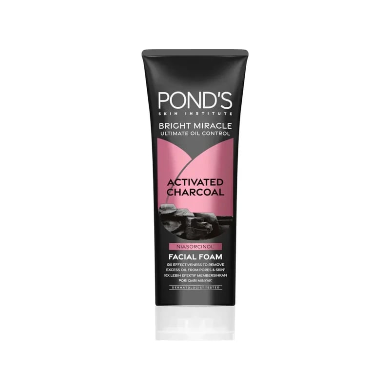 Ponds Bright Miracle ultimate oil control Facial Foam with Activated Charcoal — غسول الوجه بوندس برايت ميراكل للتحكم القصوى بالزيوت بالفحم المنشط