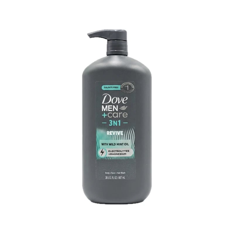 غسول جسم ووجه وشعر دوف مين كير 3 في 1 ريفايف بزيت النعناع البري — Dove Men Care 3N1 Revive Wild Mint Oil Body Face & Hair Wash