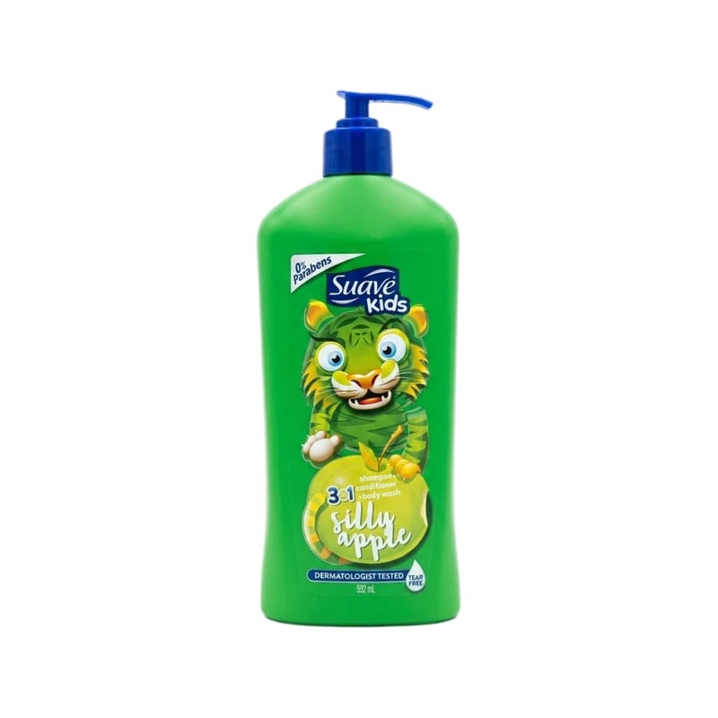 شامبو وبلسم وغسول جسم سواف كيدز ٣ في ١ تفاح سيلي — Suave Kids 3 in 1 Silly Apple Shampoo Conditioner Body Wash