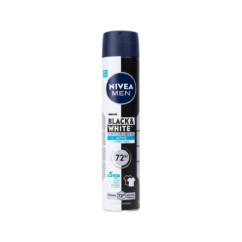 معطر ومضاد تعرق نيفيا مين بلاك آند وايت إنفيزيبل أكتيف — Nivea Men Black & White Invisible Active Antiperspirant Deodorant