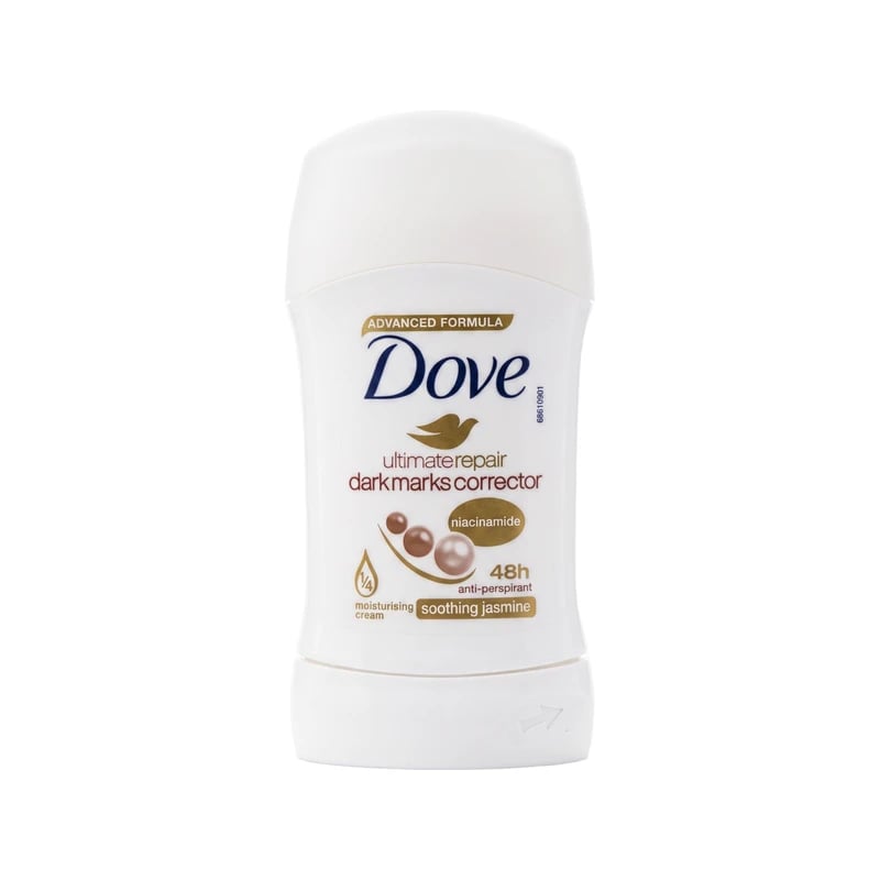 دوف ألتيميت ريبير مصحح البقع الداكنة نياسيناميد مضاد تعرق ستيك – ياسمين مهدئ — Dove Ultimate Repair Dark Marks Corrector Niacinamide Antiperspirant Stick – Soothing Jasmine